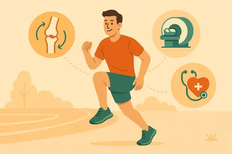 Deportista entrena en una pista de atletismo con total seguridad de que su seguro de salud le ayudará cuando lo necesite.