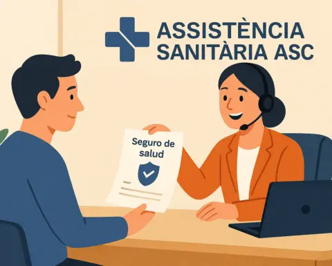 Cliente recibiendo información de una asesora sobre el seguro de salud de Assistència Sanitària ASC