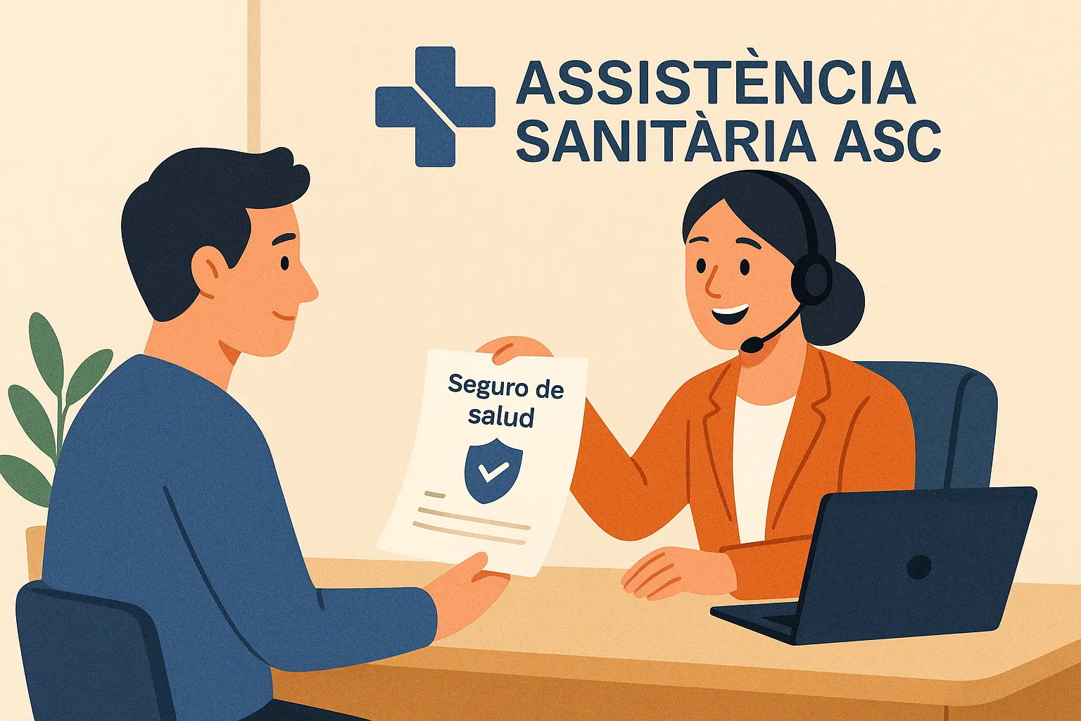 Cliente recibiendo información de una asesora sobre el seguro de salud de Assistència Sanitària ASC