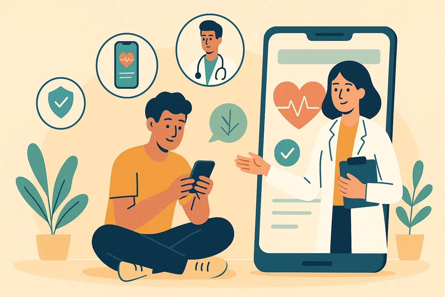 Asesoramiento digital sobre seguro de salud DKV con médico y paciente conectados desde el móvil