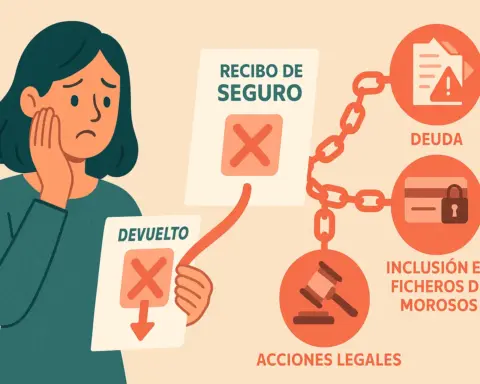 Una mujer preocupada por las consecuencias que tiene devolver un recibo de seguro de salud.
