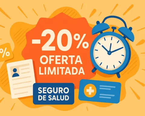 Etiqueta de oferta con “-20%”, reloj de cuenta atrás y fondo dinámico con colores cálidos y vibrantes.