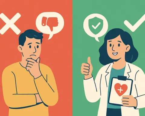 Comparativa visual de opiniones sobre seguros de salud: a la izquierda símbolos negativos y a la derecha símbolos de aprobación.