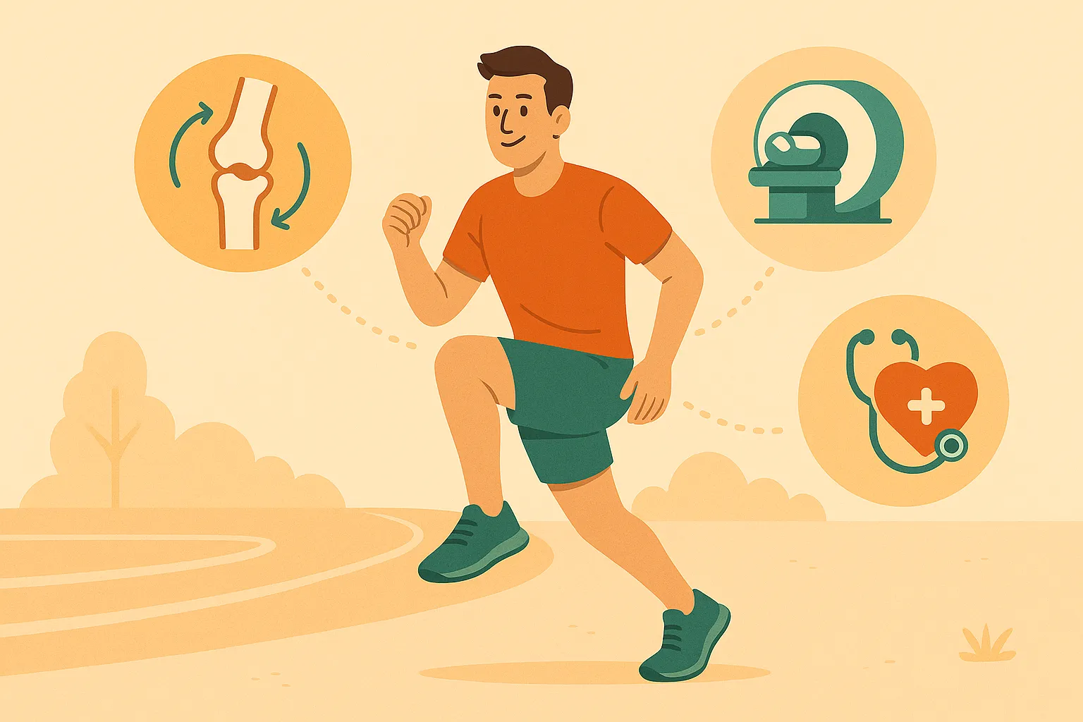 Deportista entrena en una pista de atletismo con total seguridad de que su seguro de salud le ayudará cuando lo necesite.